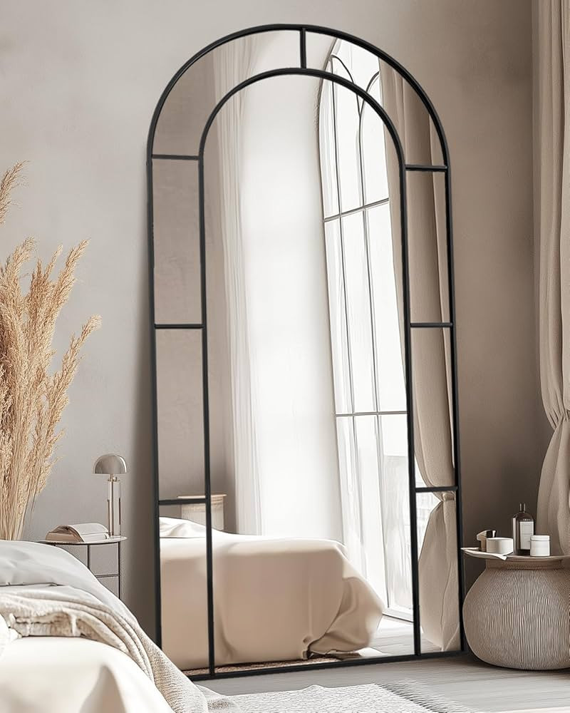 Antok Full Length Mirror, Floor Mirror 78" x 38" Arched Window Decorative Mirror, Metal Framed De... | Amazon (US)