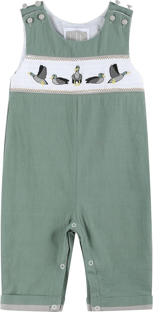 Lil cactus Sage Green Mallard Smocked Overalls | Amazon (US)
