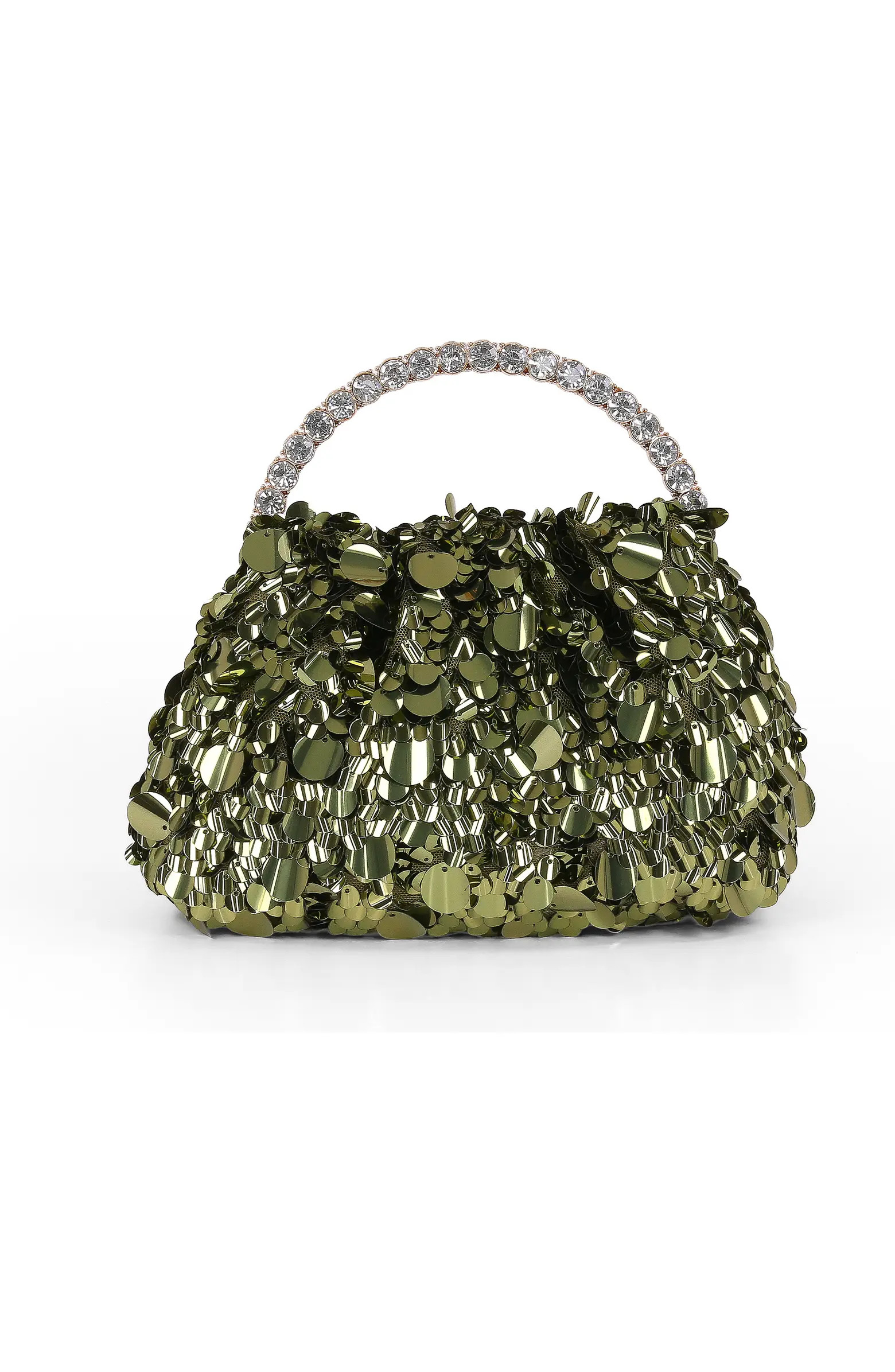 Jewel Badgley Mischka Holly Crinkle Sequin Crystal Handle Pouch Clutch | Nordstrom | Nordstrom