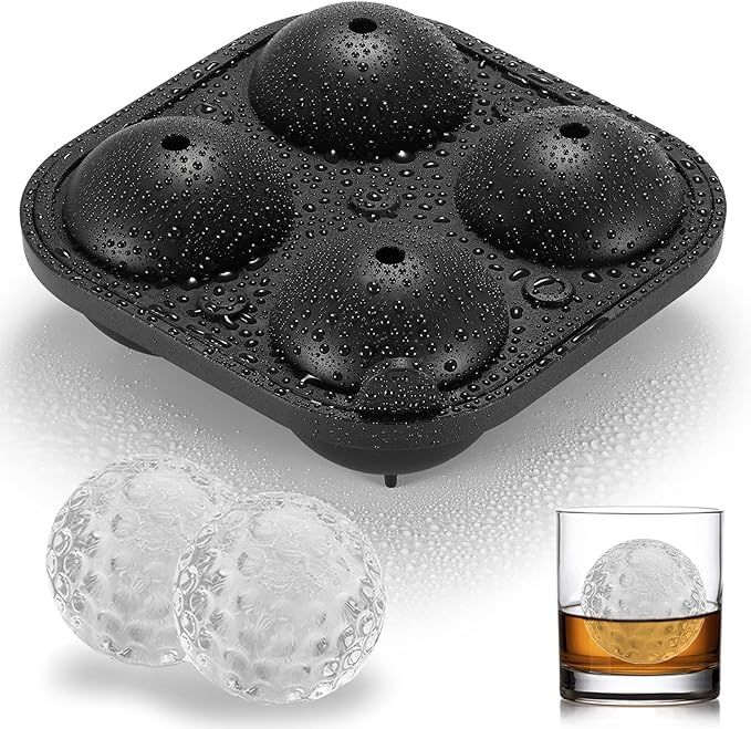 Novelty Golf Gifts Ball Ice Maker Mold, 2.5" Large Sphere Round Ice Cube Mold for Cocktails, Whis... | Amazon (US)