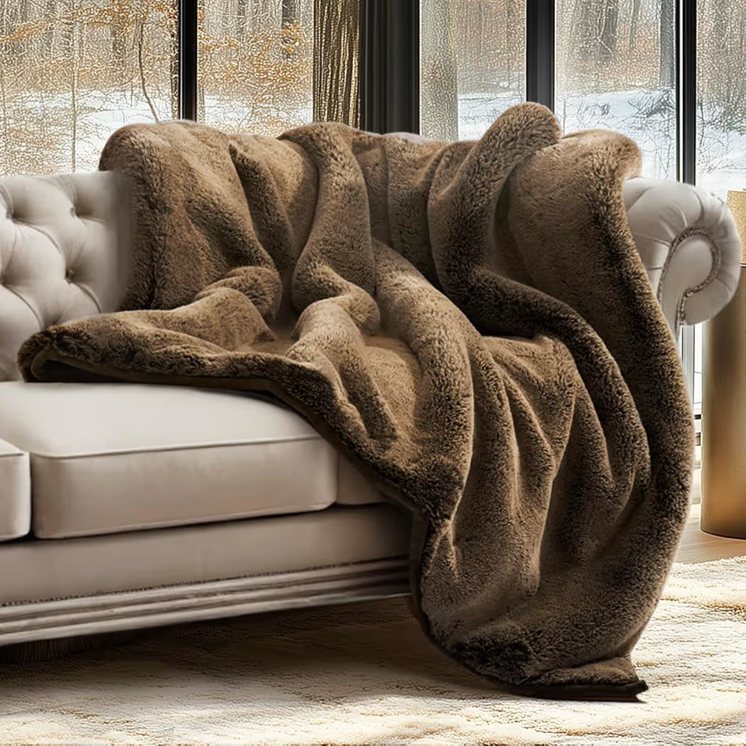 EVERGRACEHOME Luxury Soft Faux Chinchilla Fur Throw Blanket for Couch, Warm Thick Heavy Winter Th... | Amazon (US)