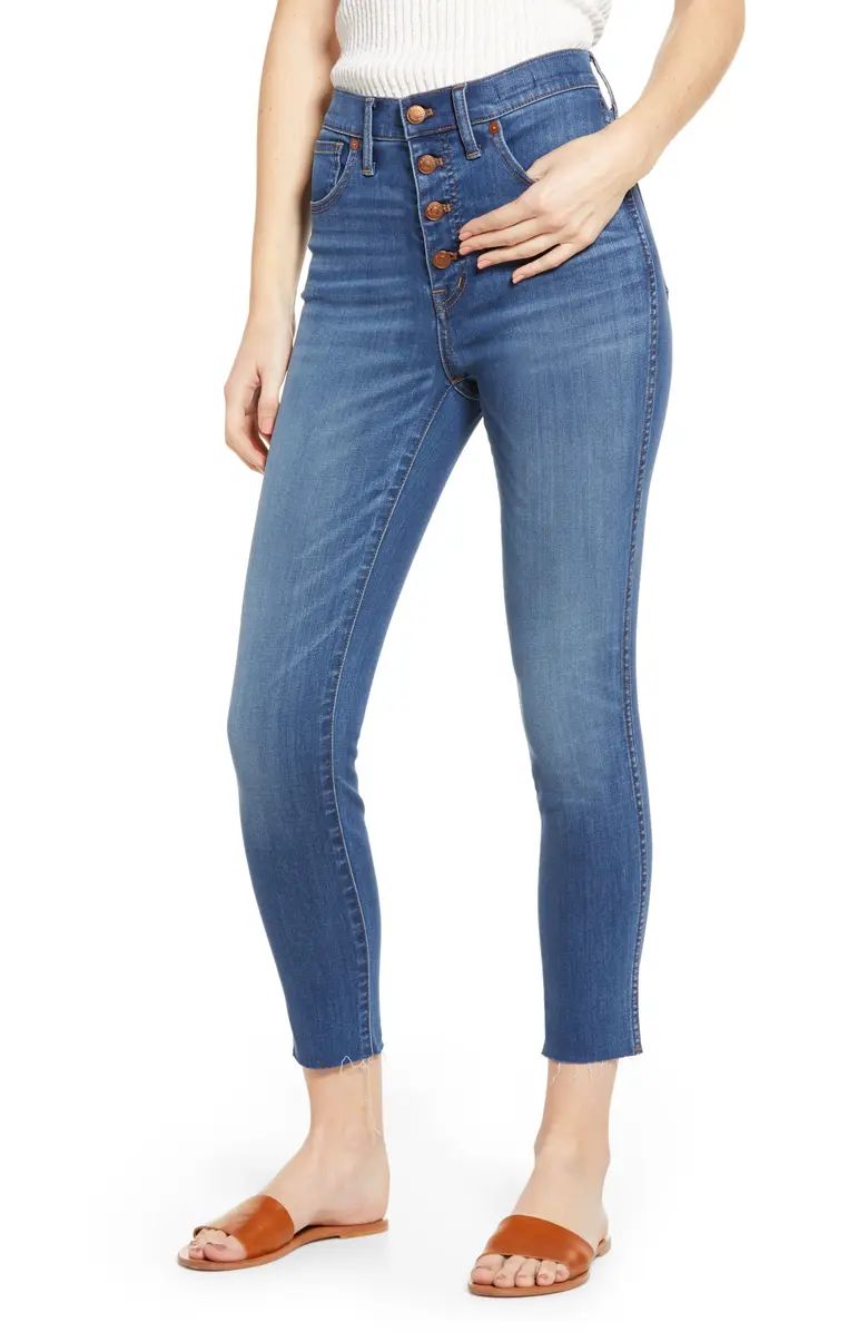 10-Inch High Waist Button Front Crop Skinny Jeans | Nordstrom