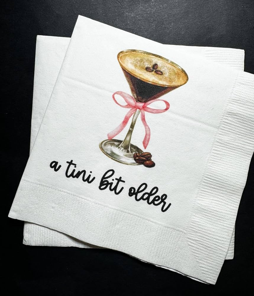 A Tini Bit Older Espresso Martini Pink Bow Birthday Party Espresso Martini Bar - Luncheon Napkins... | Amazon (US)