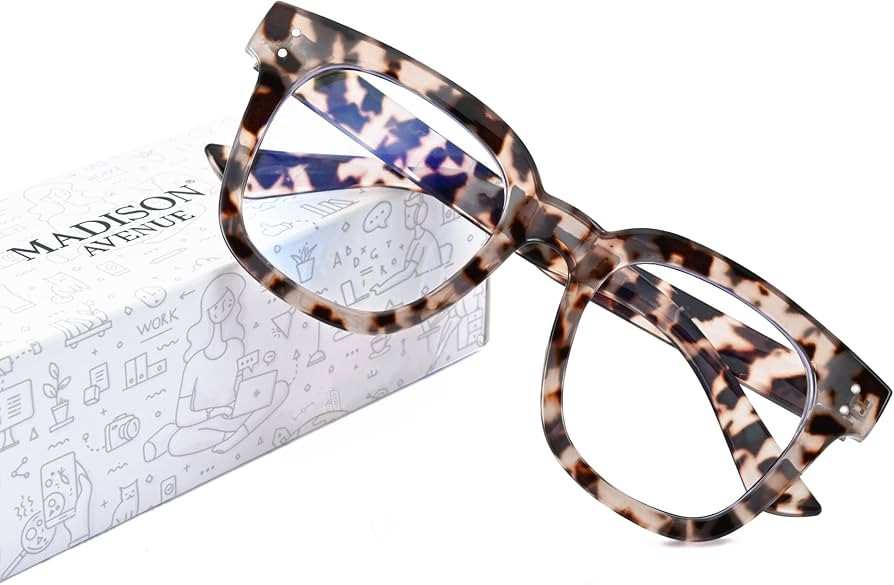 Madison Avenue Blue Light Blocking Glasses Oversized Fashion Blue Light Glasses for Women Anti Ey... | Amazon (US)