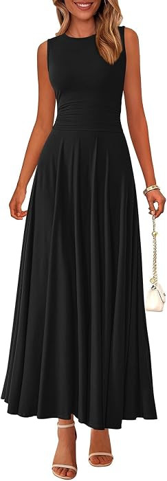 PRETTYGARDEN Womens Sleeveless Summer Dresses 2026 Flowy Aline Maxi Dress | Amazon (US)