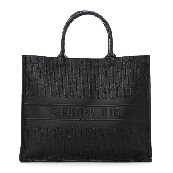 Oblique Calfskin Embossed Large Book Tote Black | FASHIONPHILE (US)