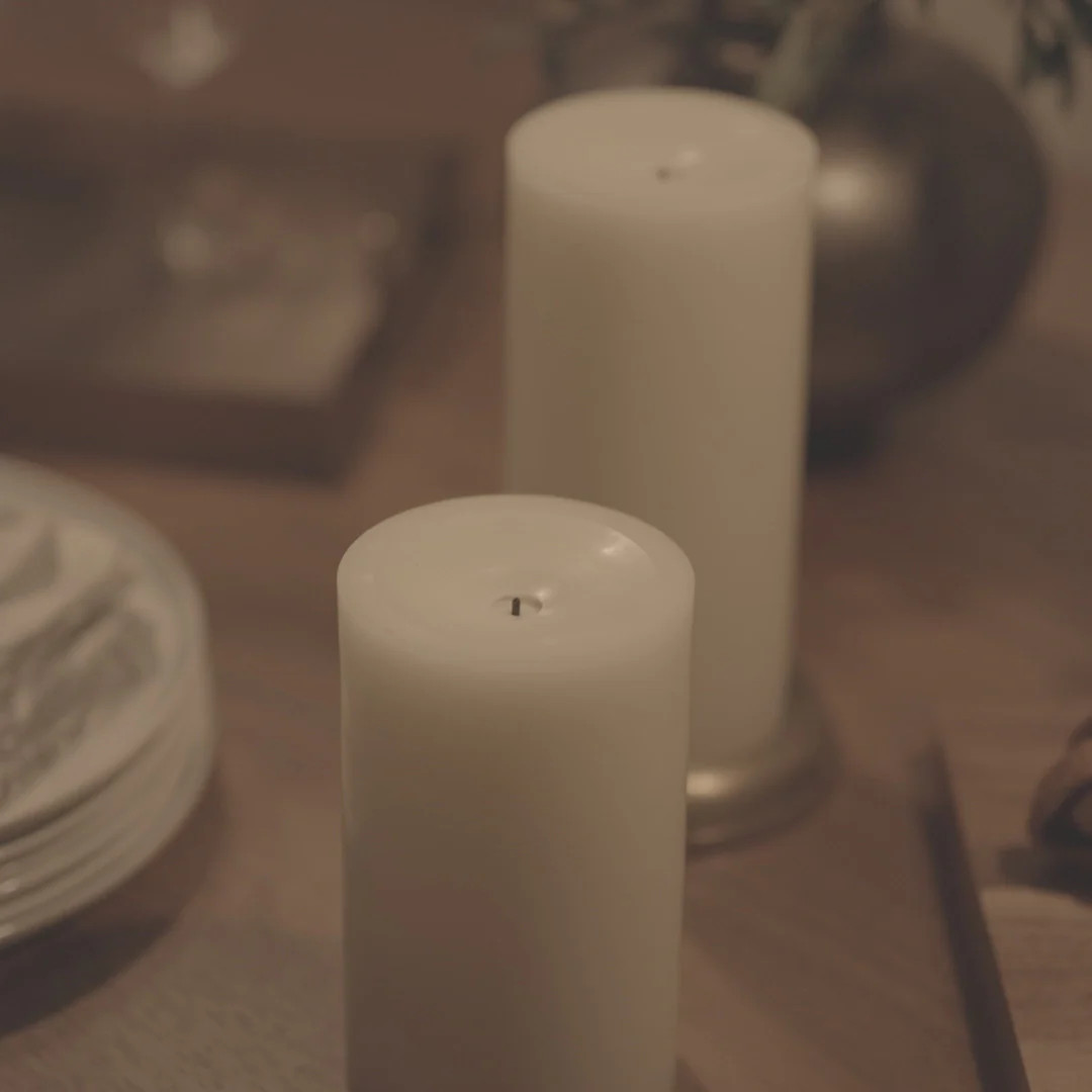 Wick To Flame Pearl Ivory Flameless Candle Pillar - Recessed Top | Luminara