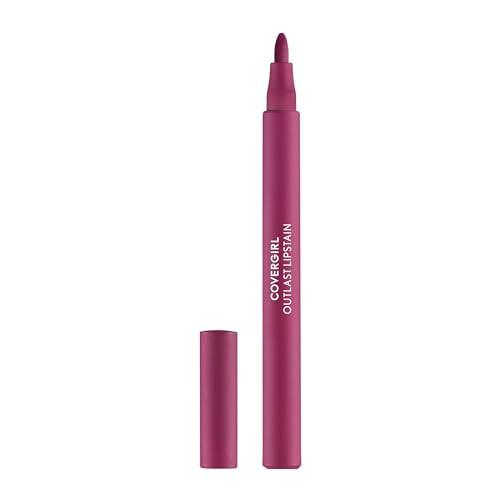 Covergirl Outlast, 40 Jazzberry, Lipstain, Smooth Application, Precise Pen-Like Tip, Transfer-Proof, Satin Stained Finish, Vegan Formula, 0.06oz | Amazon (US)