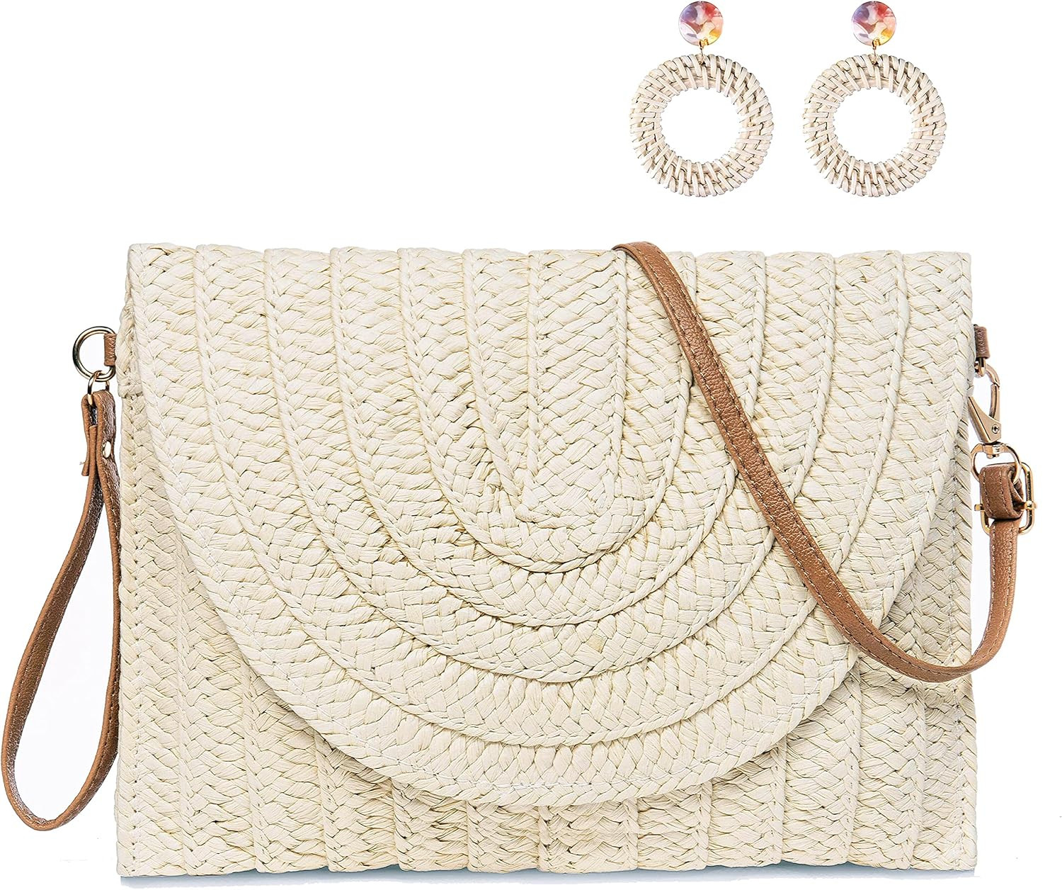 YYIHER Straw Clutch Bags for Women Shoulder Bag Summer Purse Woven Beach Bags | Amazon (US)