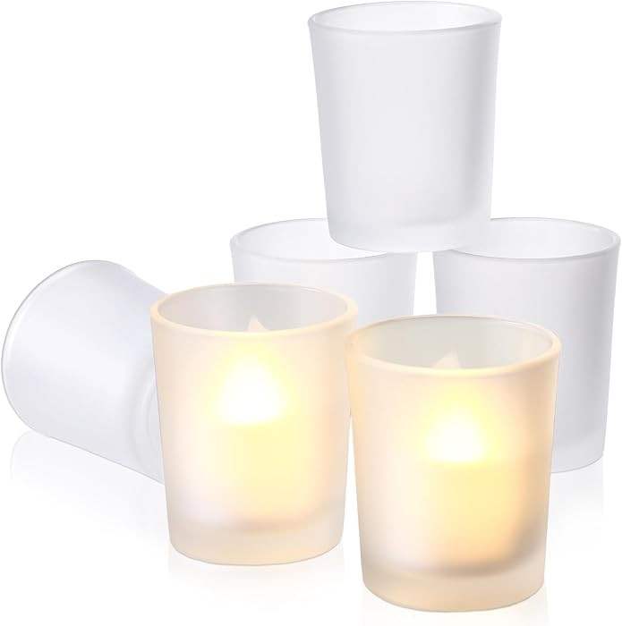 Set of 24 Frosted White Glass Votive Candle Holders Frosted Votive Candle Holders Bulk Wedding Pa... | Amazon (US)