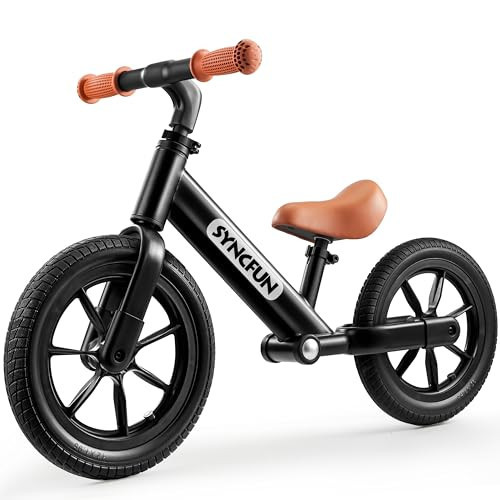 SYNCFUN Toddler Balance Bike, Adjustable Seat and Carry Handle, 12'' Anti-Skid Tires, Toddler Bike for 2, 3, 4, 5 Year Old Boys and Girls, Gift Bike for 2-5 Boys Girls (Black) | Amazon (US)