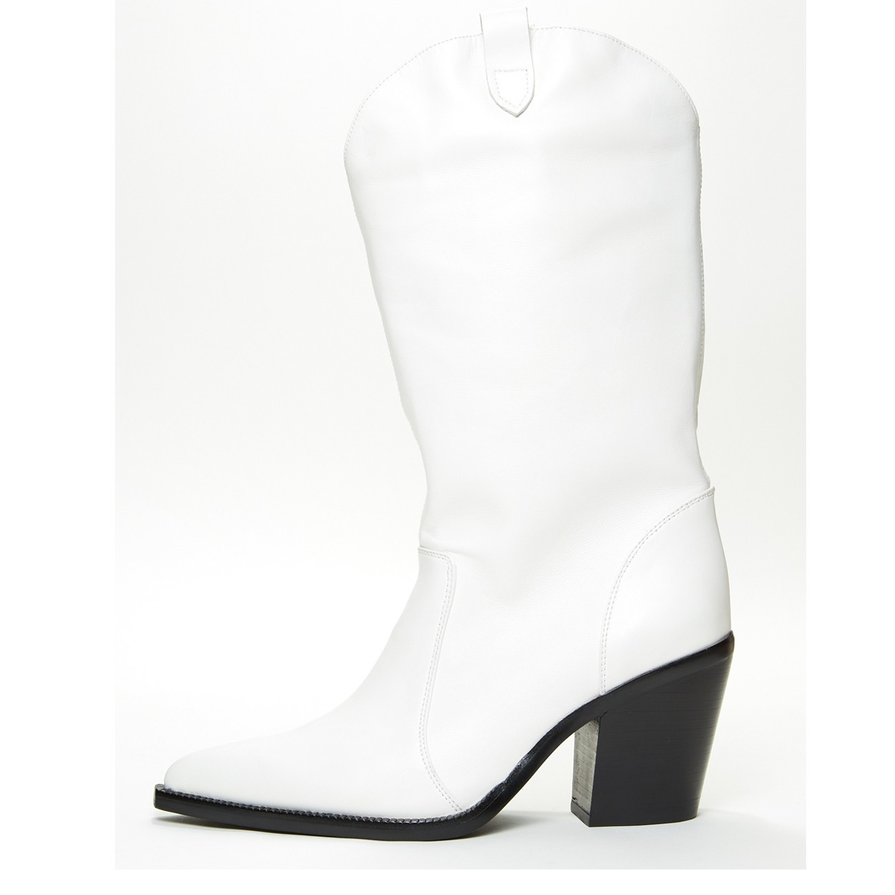 Jeffrey Campbell Ace M2 White Leather Slouchy Western Boot | Ashbury Skies