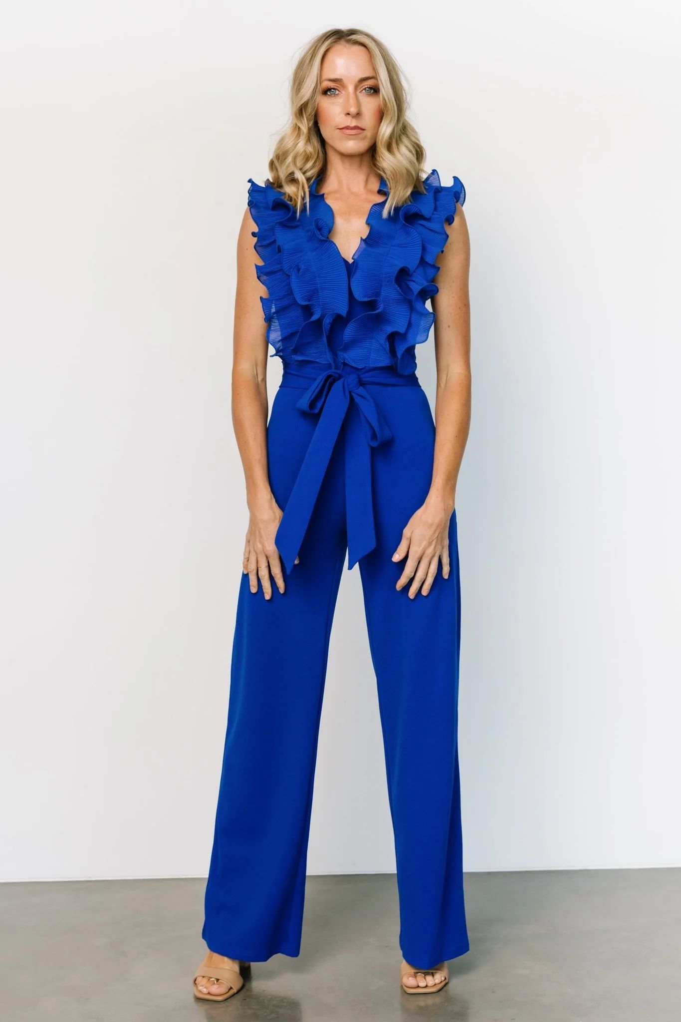 Tyra Ruffle Tank Jumpsuit | Cobalt | Baltic Born