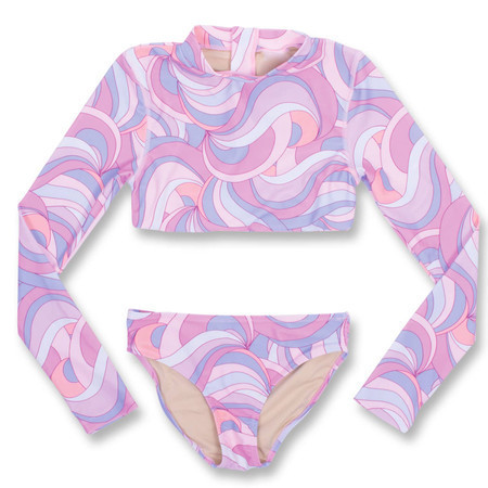 Candy Swirl Girls Cropped Long Sleeve Rashguard Set 4-14 | Shade Critters