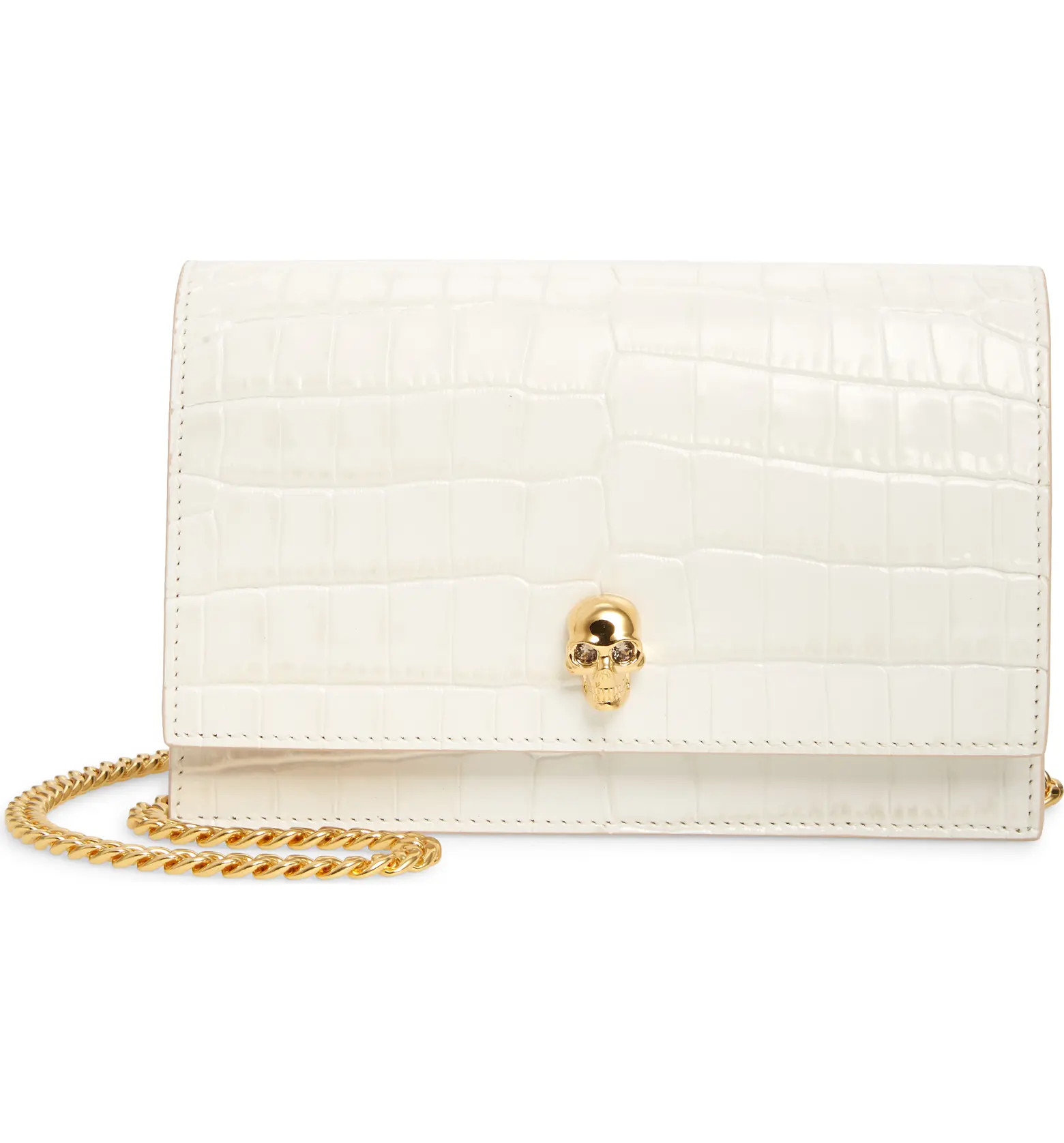 Alexander McQueen Mini Skull Croc Embossed Leather Bag | Nordstrom | Nordstrom