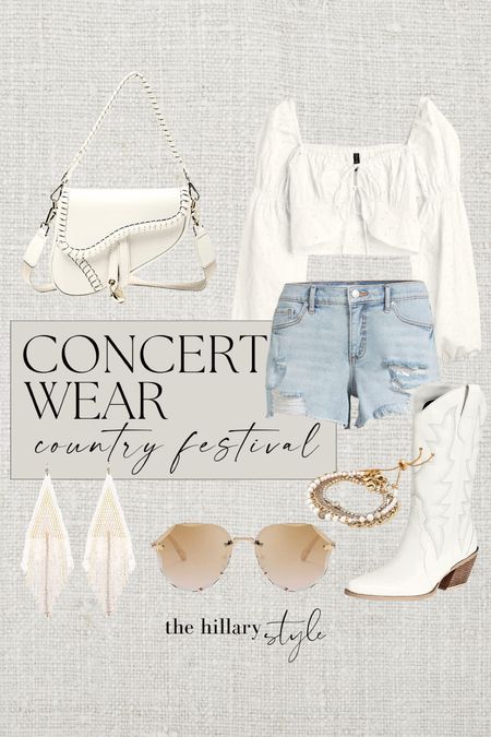 Concert Wear: Country Festival 

Concert Wear, Nashville Outfit, Stagecoach Outfit, Taylor Swift Eras Tour, Taylor Swift Concert Outfit, Concert Fashion, Festival Fashion, Spring Fashion, Country Outfit, Country Style, Jean Shorts, Walmart, Walmart Finds, H&M, H&M Sale, Walmart Fashion, Blouse, Peasant Top, Cowboy Boots, Sunglasses, Luxe for Less, Saddle Bag, Amazon, Amazon Fashion, Found It On Amazon, Country Style, Saddle Bag Purse, Look for Less, Designer Dupe, In My Closet, Jean Cut Offs, Summer Fashion, Festival Outfit, Country Music Outfit, Revolve, Bracelet Stack, Statement Earrings

#LTKstyletip #LTKFind #LTKunder100