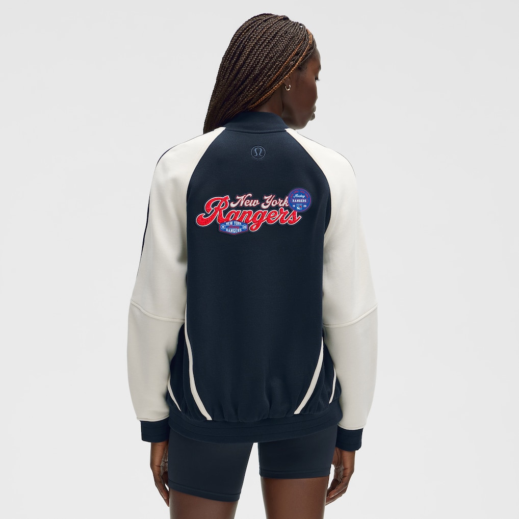 New York Rangers lululemon Women's Scuba Oversized Full-Snap Varsity Jacket - True Navy | Fanatics