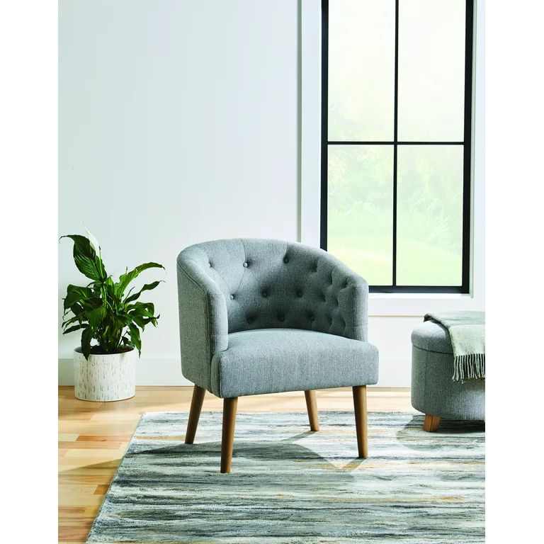 Better Homes & Gardens Barrel Accent Chair, Gray Linen Fabric Upholstery | Walmart (US)