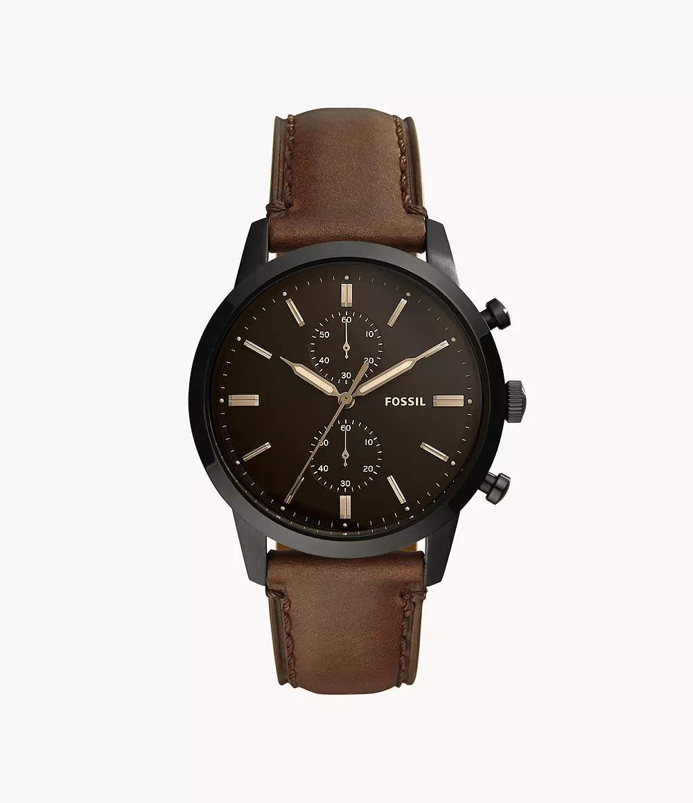 Townsman 44mm Chronograph Brown Leather Watch | Fossil (US)