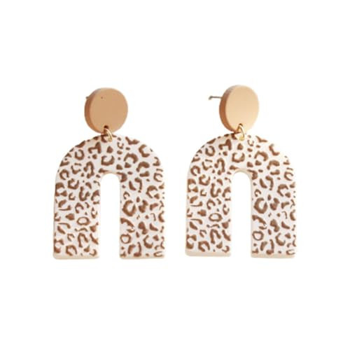 JczR.Y Leopard Print Acrylic Horseshoe Dangle Earrings - Zinc, Matte Finish - Dangle Earring | Amazon (US)