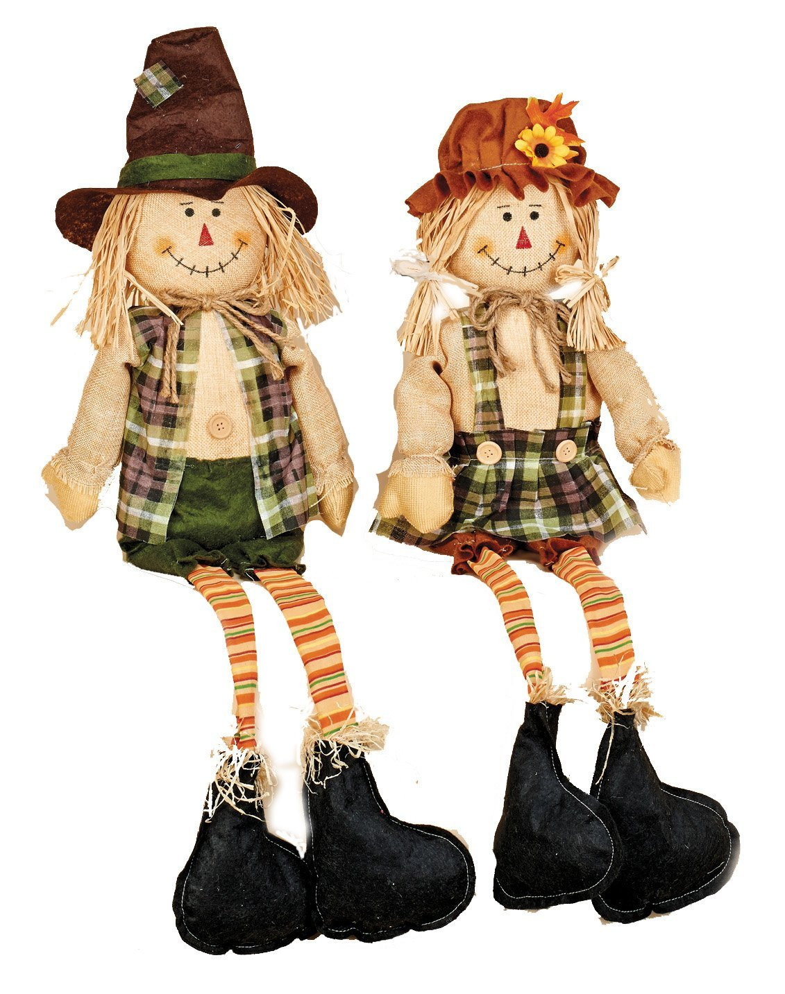 Sitter W, Set of 2 32" Sitting Scarecrow with Long Legs, Set of Two, Beige, Green, Rust, Orange, ... | Amazon (US)