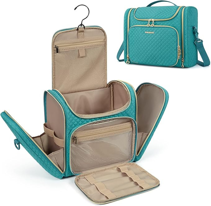 BAGSMART Toiletry Bag, Travel Toiletry Bag for Women, Water-resistant Cosmetic Makeup Bag, Large ... | Amazon (US)