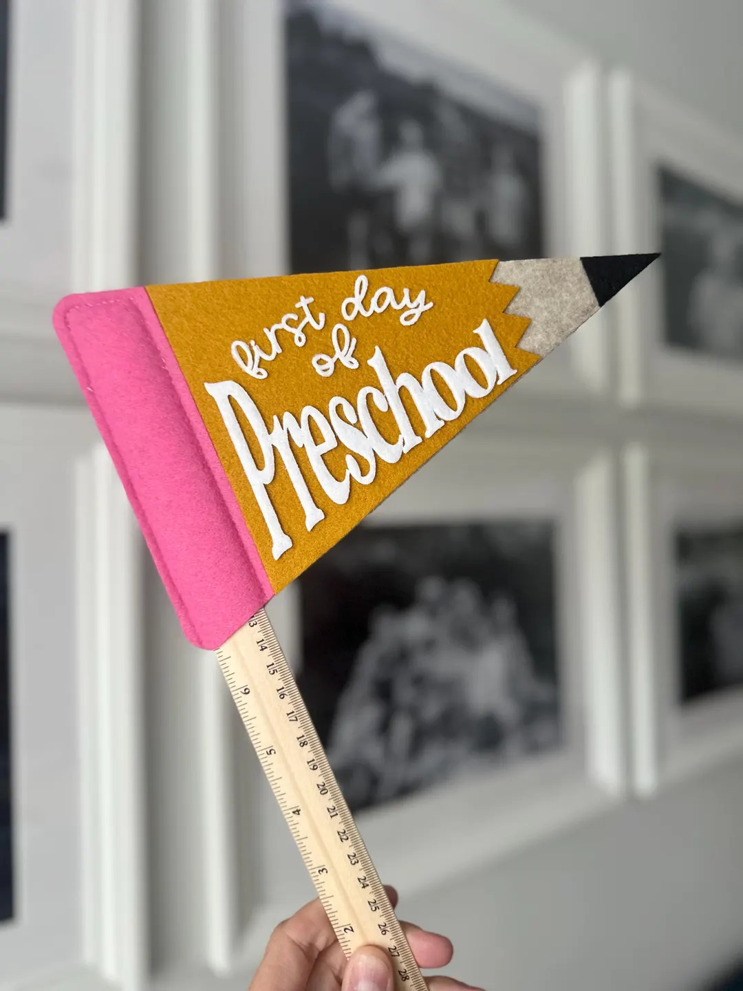 Custom First Day of School Pennant Flag, Back to School Felt Pencil Banner on Ruler, Photo Prop f... | Etsy (US)