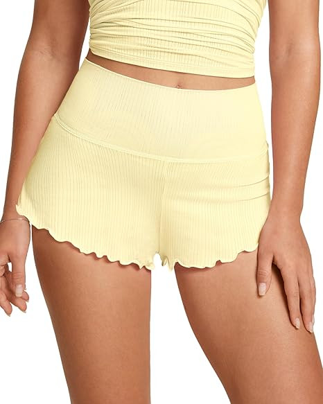 Women's Natrelax Pajamas Shorts Modal Ribbed Foldover Sleep Cheeky Ruched Cute Mini Cozy Lounge S... | Amazon (US)