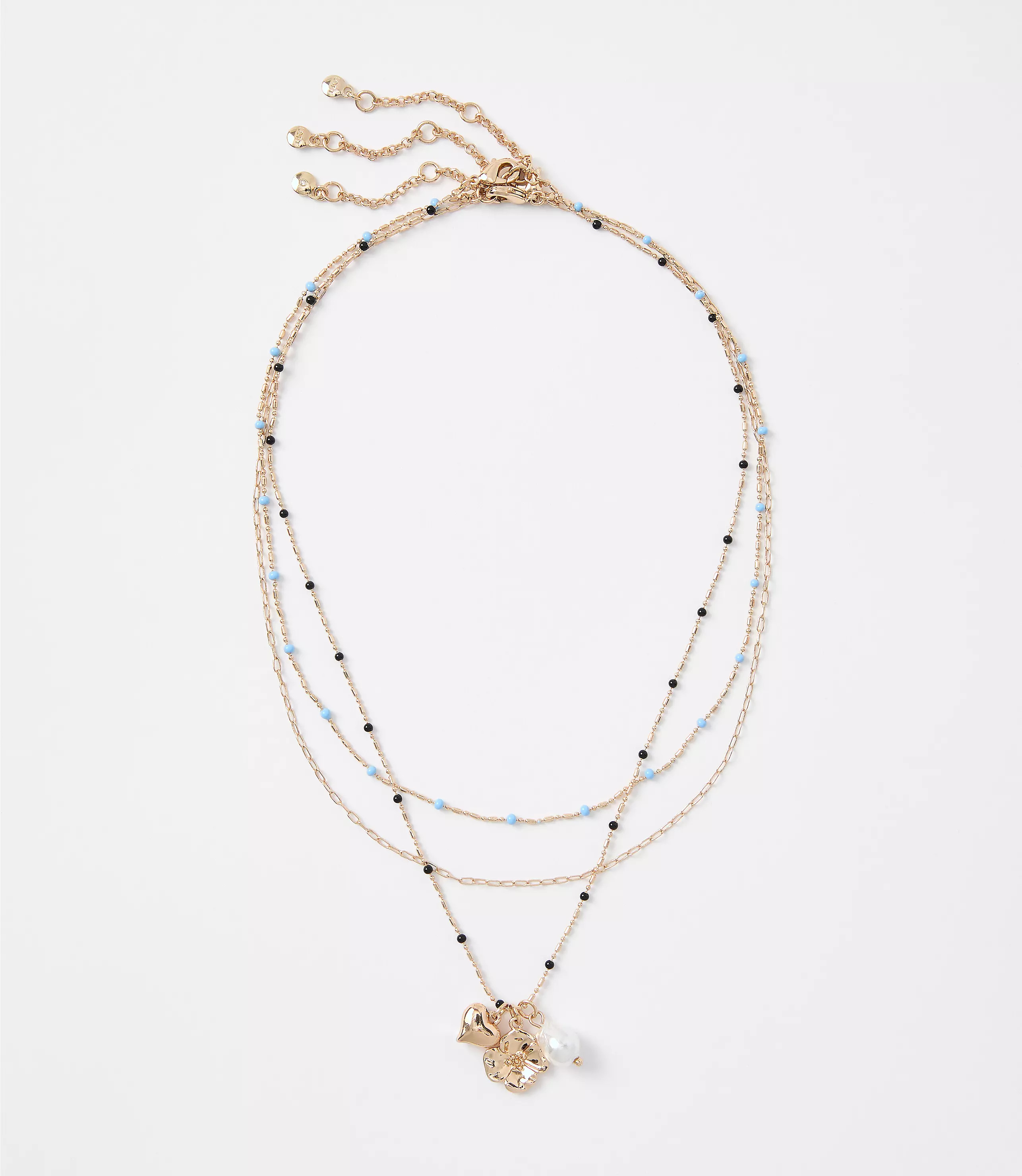 Pearlized Puffy Heart Layered Necklace Set | LOFT