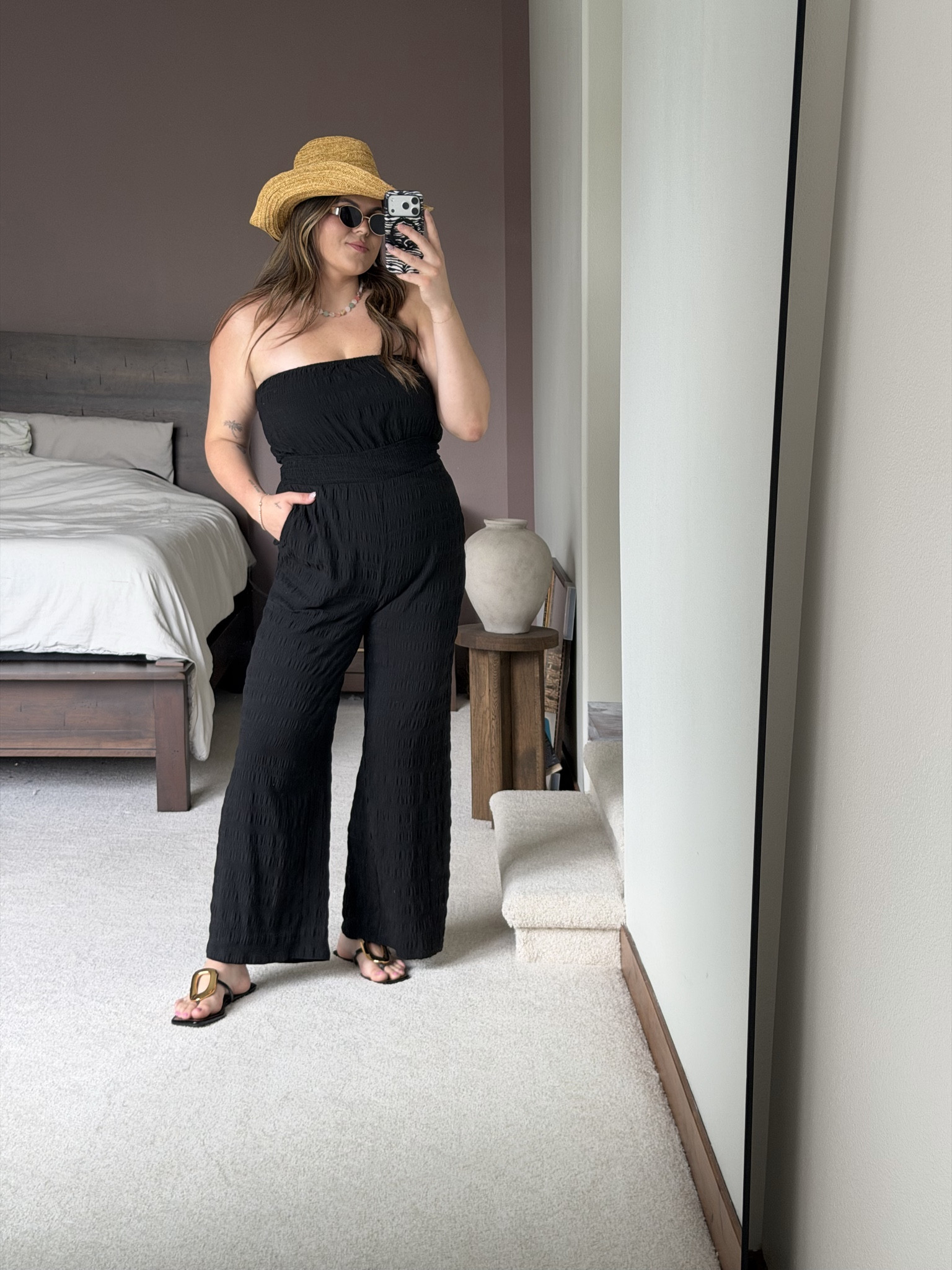 Strapless jumpsuit and swimsuit cover up

￼ Size 12 / size 14 SWIMSUIT 
Wearing xl in all! 

One piece swimsuit, tummy coverage, mom friendly, postpartum, midsize, thick tummy approved, vacation outfit, beach outfit, pool, resort wear

