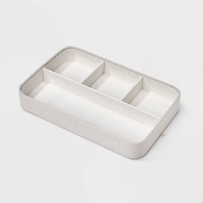 Section Stackable Tray Jewelry Organizer with Ring Rolls and Dividers - A New Day™ Cream | Target