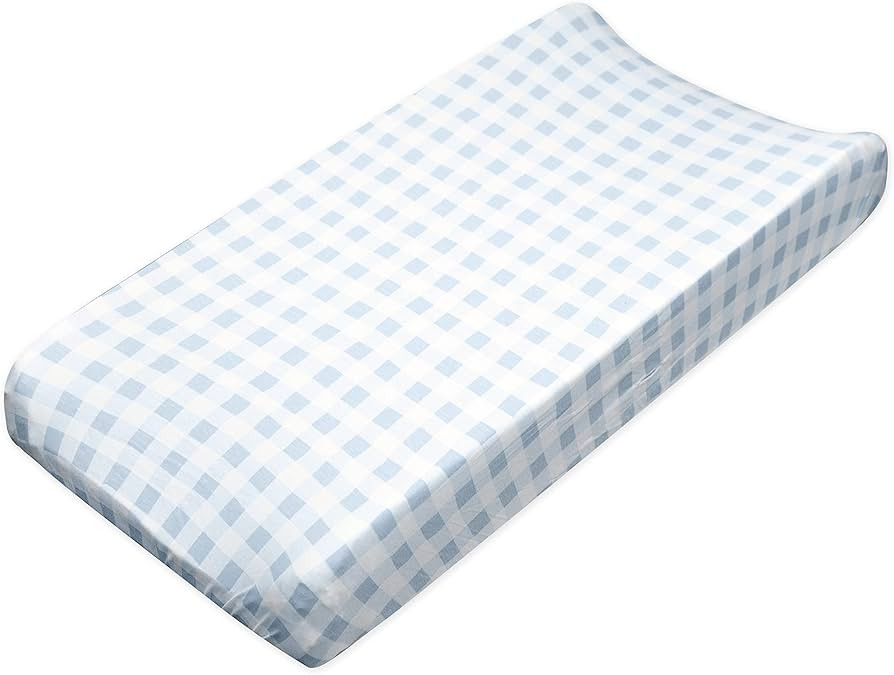 HonestBaby Boys Organic Cotton Changing Pad Cover, Blue Painted Buffalo Check, One Size | Amazon (US)
