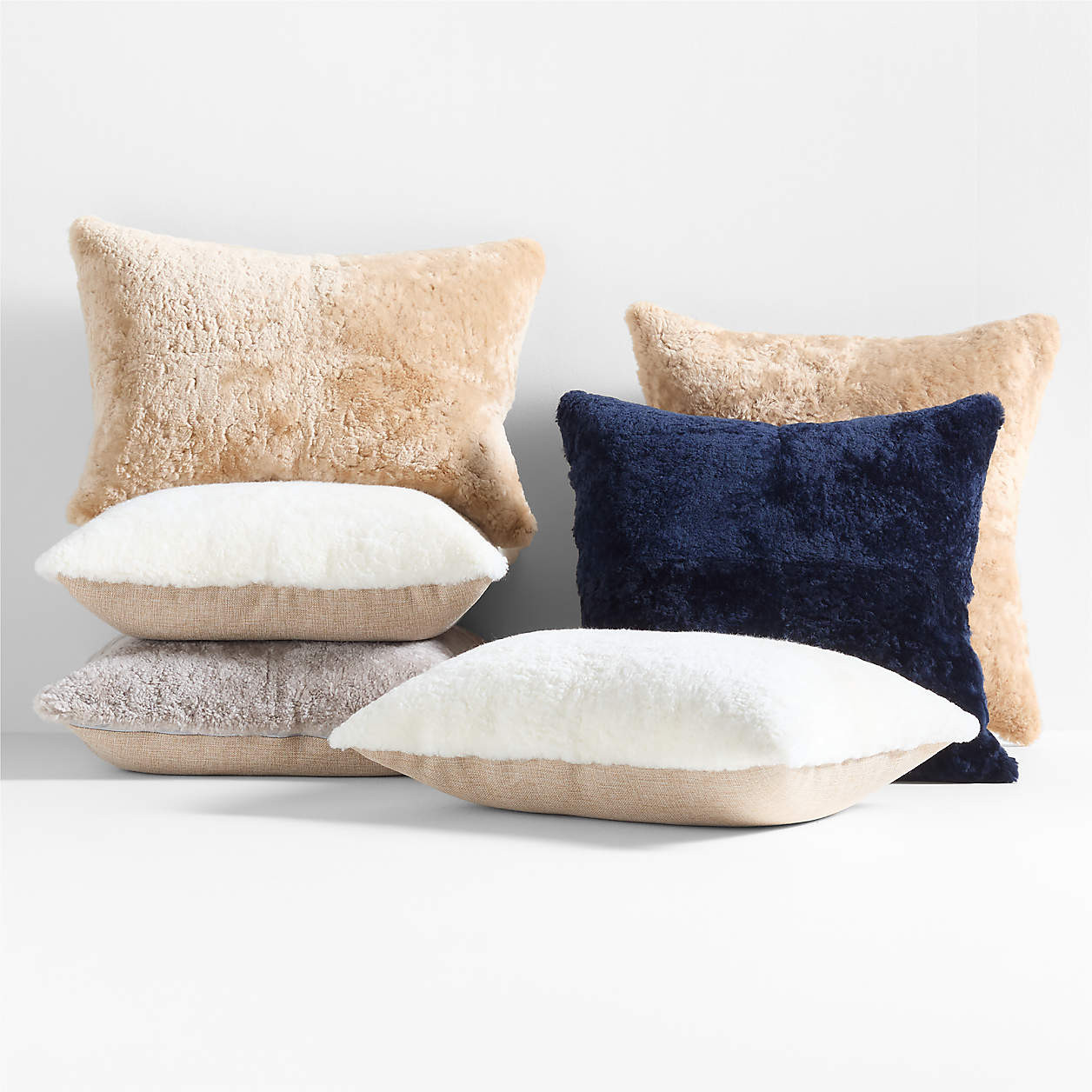 Malmo Shearling 22"x15" Camel Tan Lumbar Pillow Cover + Reviews | Crate & Barrel | Crate & Barrel