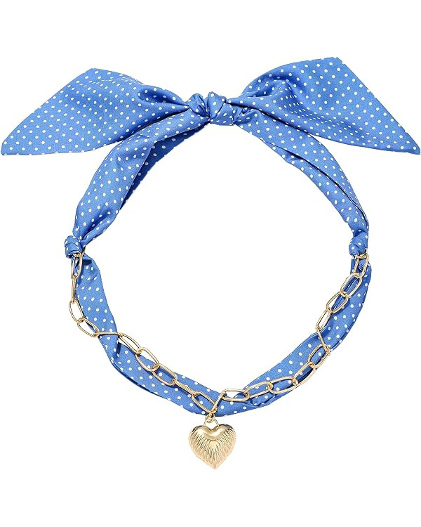 Scarf Necklace for Women Bandana Necklace with Gold Plated Pendant Heart,Cross,Moon, Fashion Jewe... | Amazon (US)