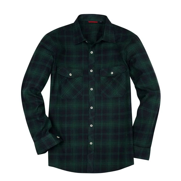 Alimens & Gentle Men's Long Sleeve Flannel Casual Shirts Regular Fit 100% Cotton | Walmart (US)