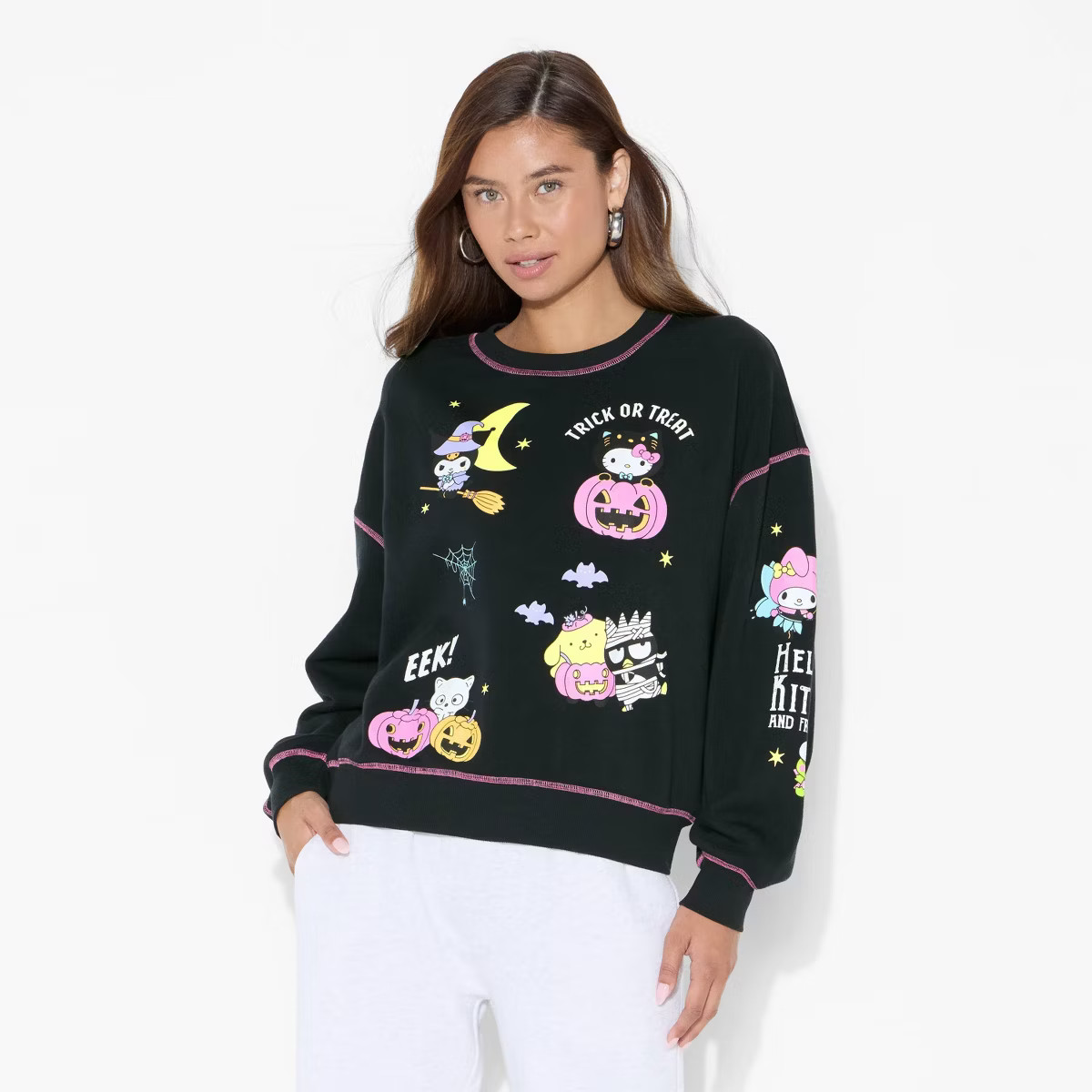 Women's Hello Kitty Halloween Graphic Sweatshirt - Black XL | Target