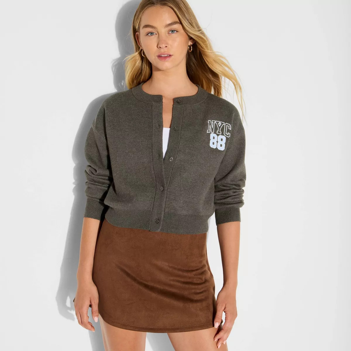 Women's NYC Teddy Bear Graphic Cardigan - Gray XXS | Target