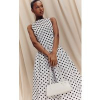 Monochrome Polka Dot Printed Dropped Waist Midaxi Dress | PrettyLittleThing UK
