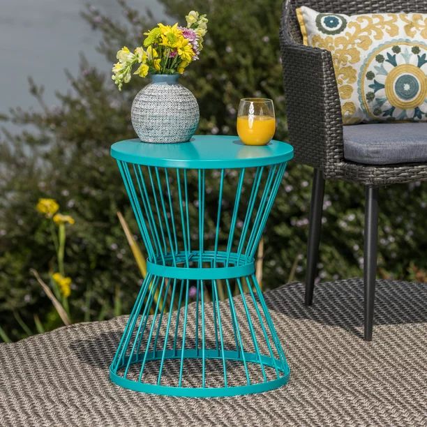 Anthony Outdoor 16 Inch Iron Side Table, Matte Teal | Walmart (US)