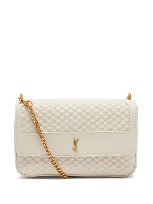 Saint Laurent - Victoire Ysl-plaque Quilted-leather Shoulder Bag - Womens - White | Matches (US)