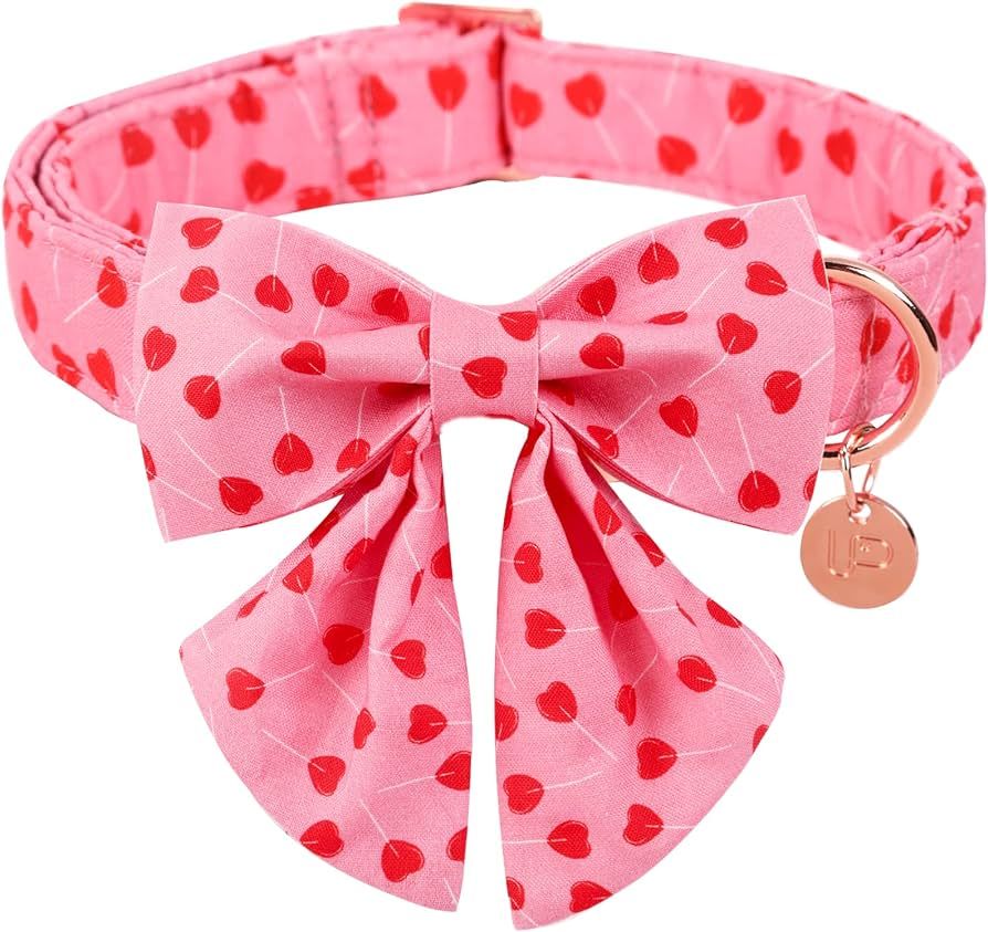 UP URARA PUP Valentine Dog Collar with Bow Tie, Valentine Bowtie Collar for Small Girl Dog, Cotto... | Amazon (US)