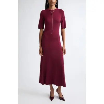 Ramy Brook Wendy Wool Sweater Midi Dress in Cranberry at Nordstrom, Size Large | Nordstrom