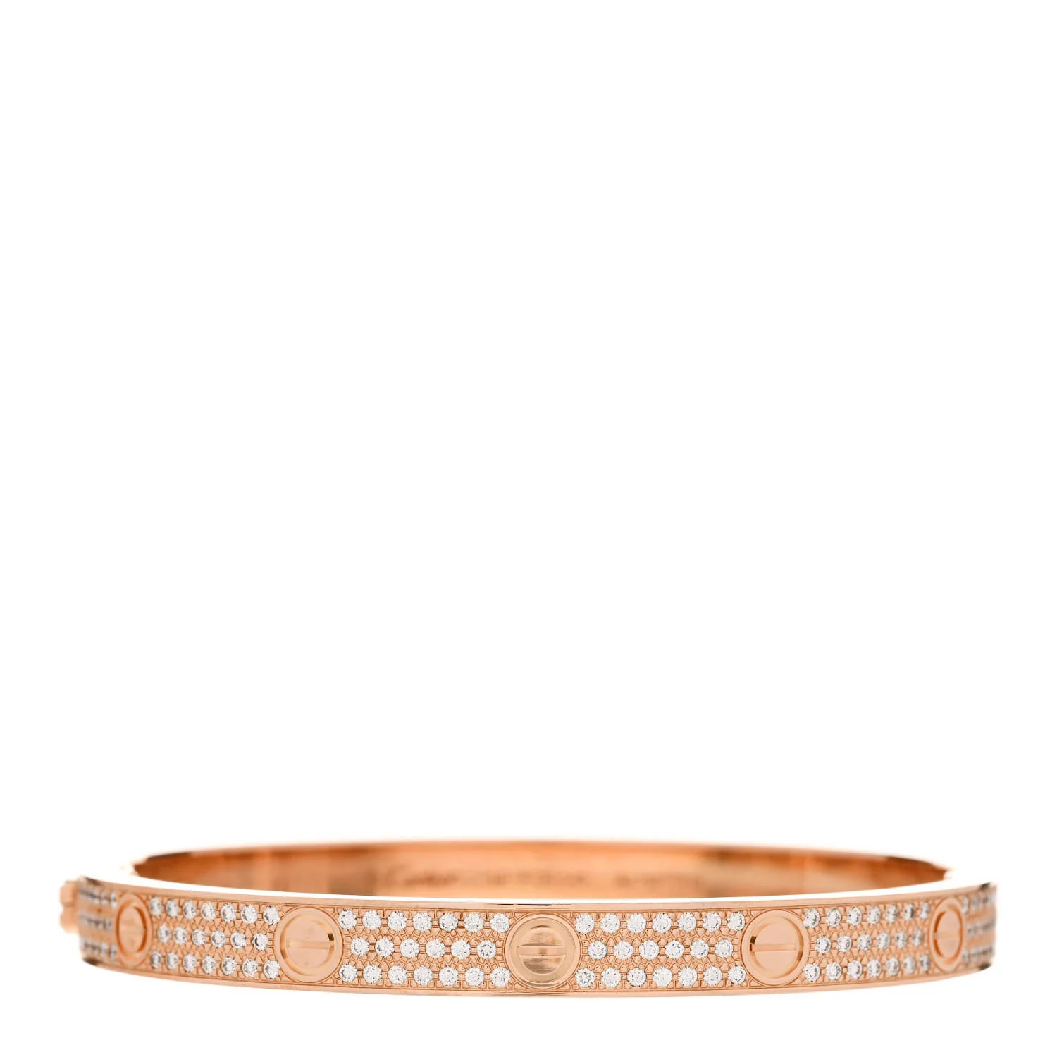 CARTIER 18K Pink Gold Diamond LOVE Paved Bracelet 19 | FASHIONPHILE (US)