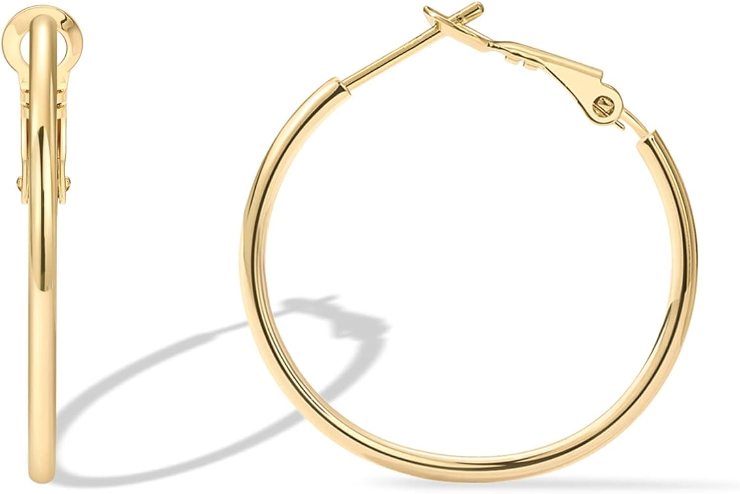 PAVOI 14K Gold Plated Sterling Silver Post Hoops | Large Hoops Earring | Lightwight Gold Hoop Ear... | Amazon (US)