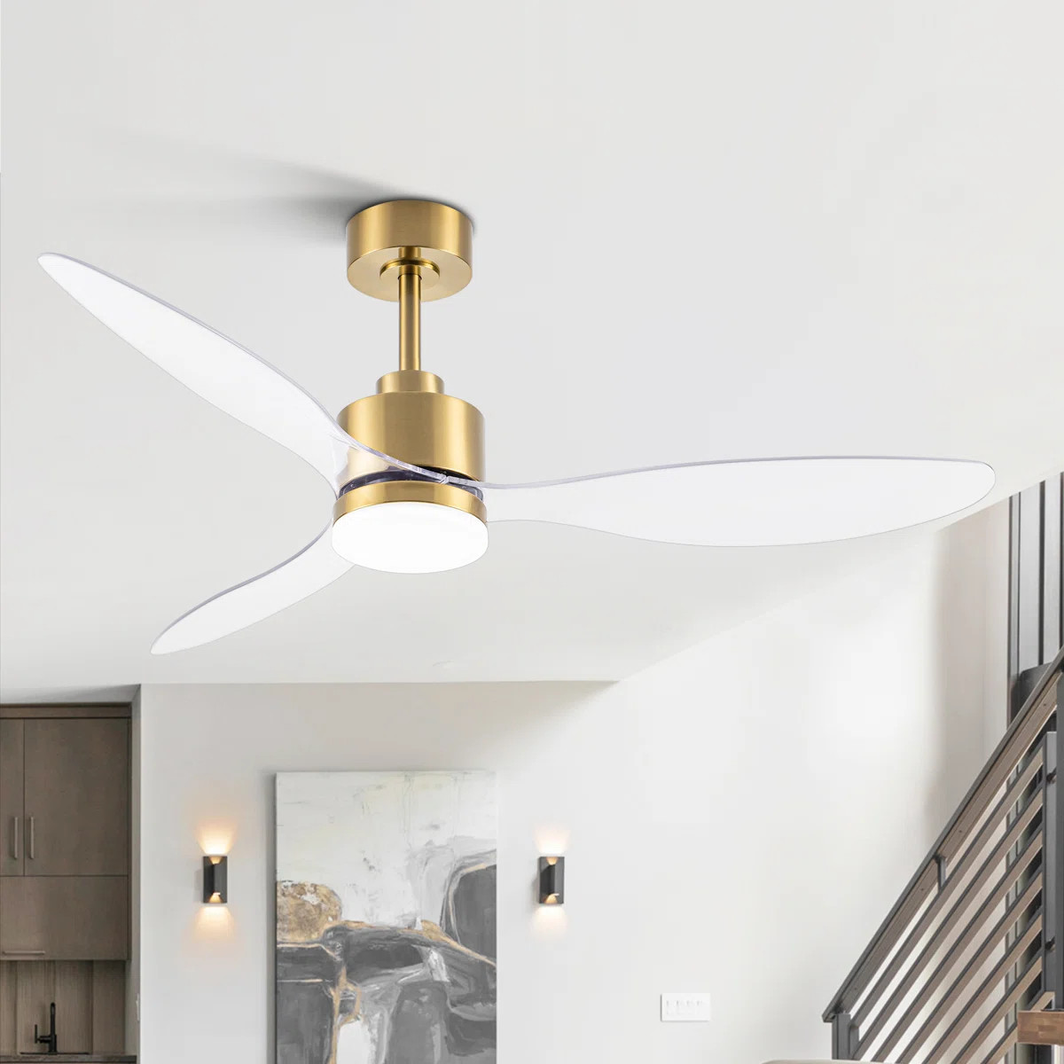 Zorien 52'' 3 - Blade Indoor Ceiling Fan With Led Light and Remote, DC Motor, Downrod, Timer | Wayfair North America