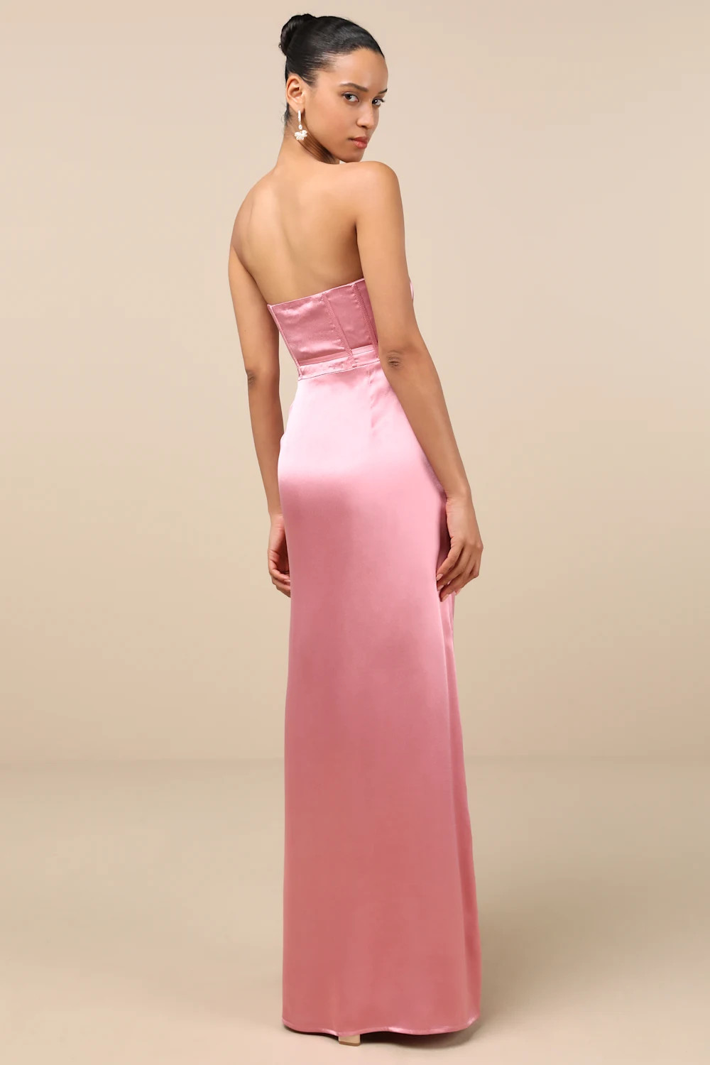 Extraordinary Presence Pink Satin Strapless Maxi Dress | Lulus