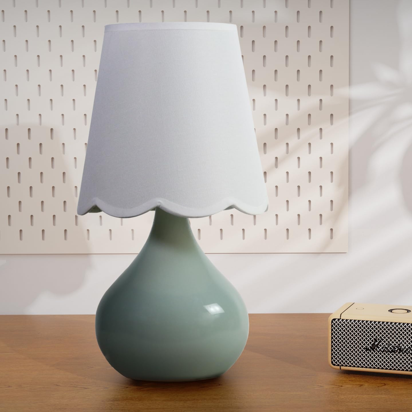 14'' Ceramic Table Lamp Bedside Lamp for Bedroom, Desk Bedside Small Lamps for Living Room Night ... | Amazon (US)