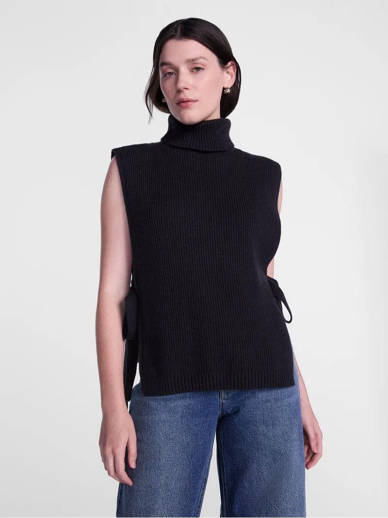 Scenario Women's Turtleneck Sweater Vest, Lightweight, Sizes S-XXXL | Walmart (US)