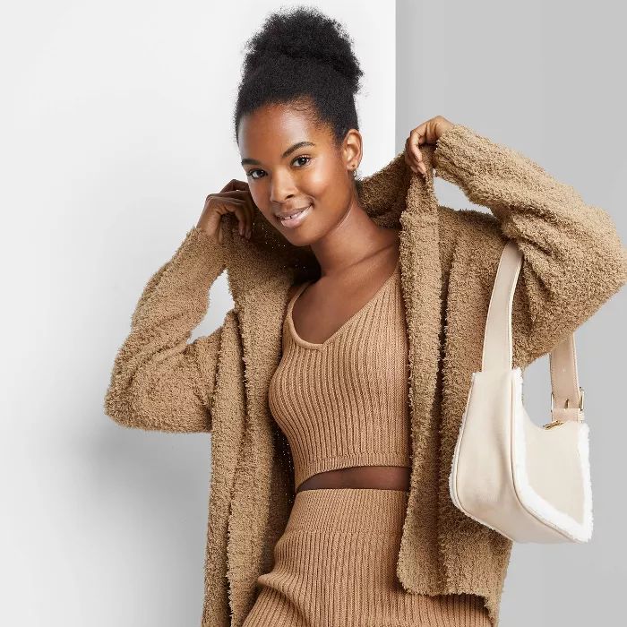 Women's Fuzzy Open Hooded Cardigan - Wild Fable™ | Target