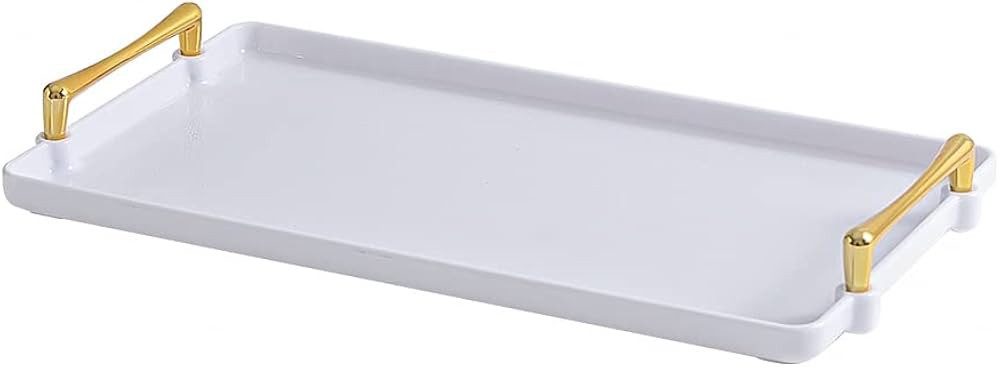 Table Tray Plastic Serving Trays - Modern Rectangular Decorative Tray for Coffee Table Living Roo... | Amazon (US)